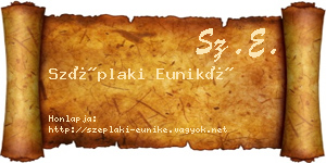 Széplaki Euniké névjegykártya